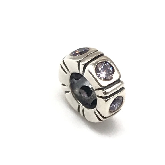 Pandora Purple CZ Trinity Spacer Charm - Picture 1 of 5